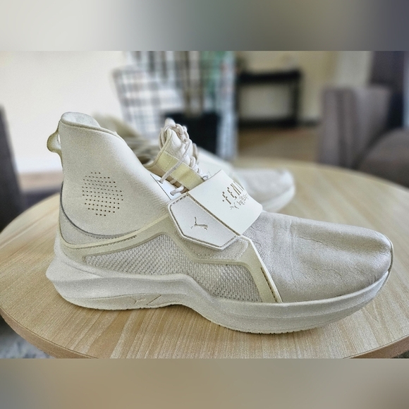 Puma Fenty Women's Cream Hi Trainer Leather Whisper Sneakers Size 9. - Picture 8 of 11